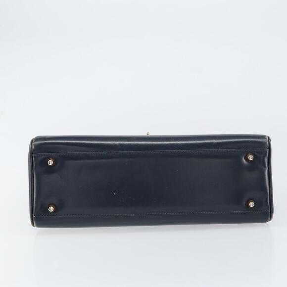 GUCCI Hand Bag Leather Navy Gold Auth 156872 - Picture 5 of 16